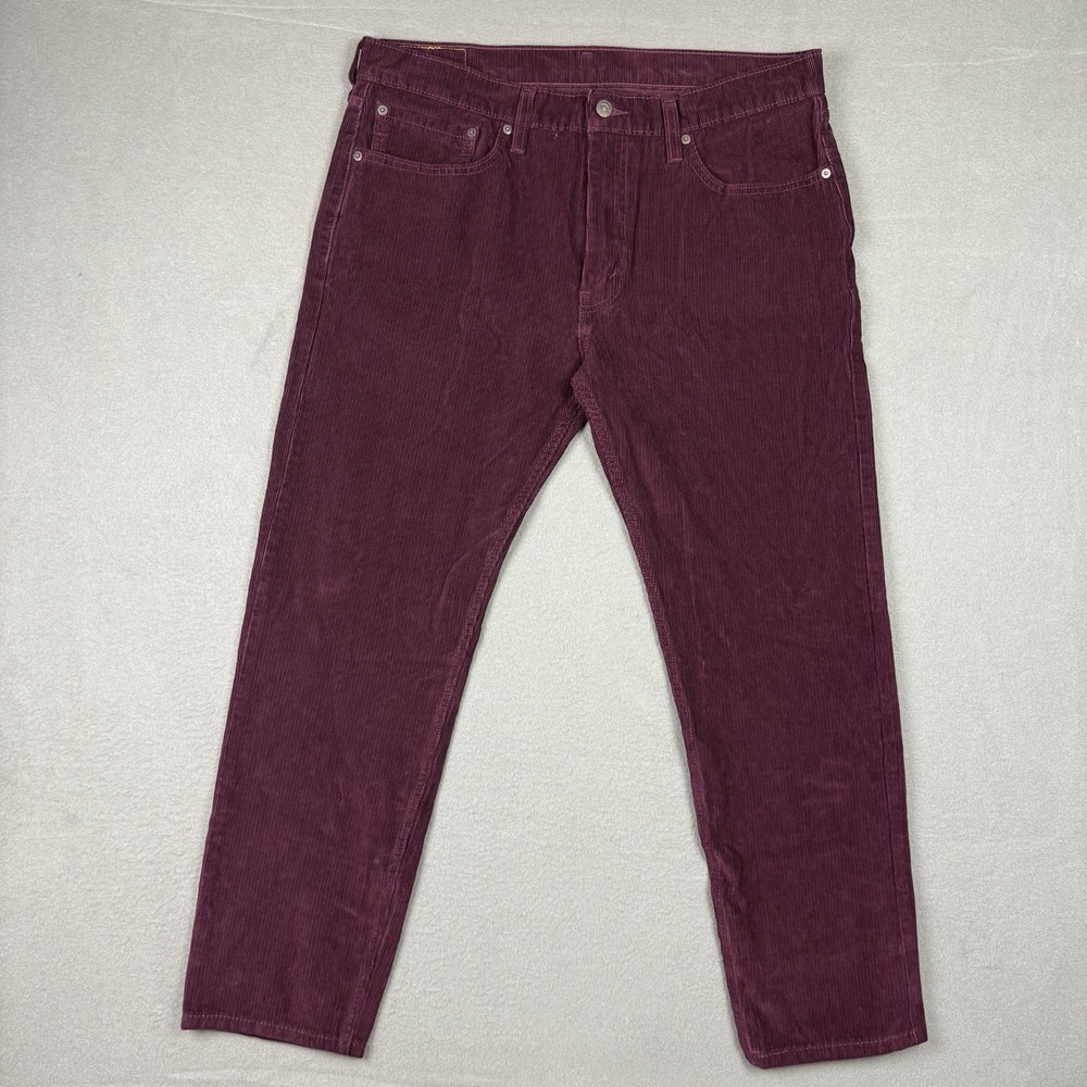 Levi's 502 Pants Men's 36x32 Red Burgundy‎ Corduroy Regular Fit Tapered
